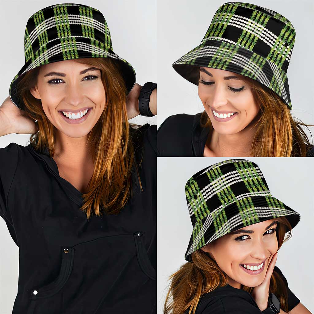 Aloha Hawaii Pakalana Pikake Lei Bucket Hat Palaka Inspired Hawaiian-plaid Black