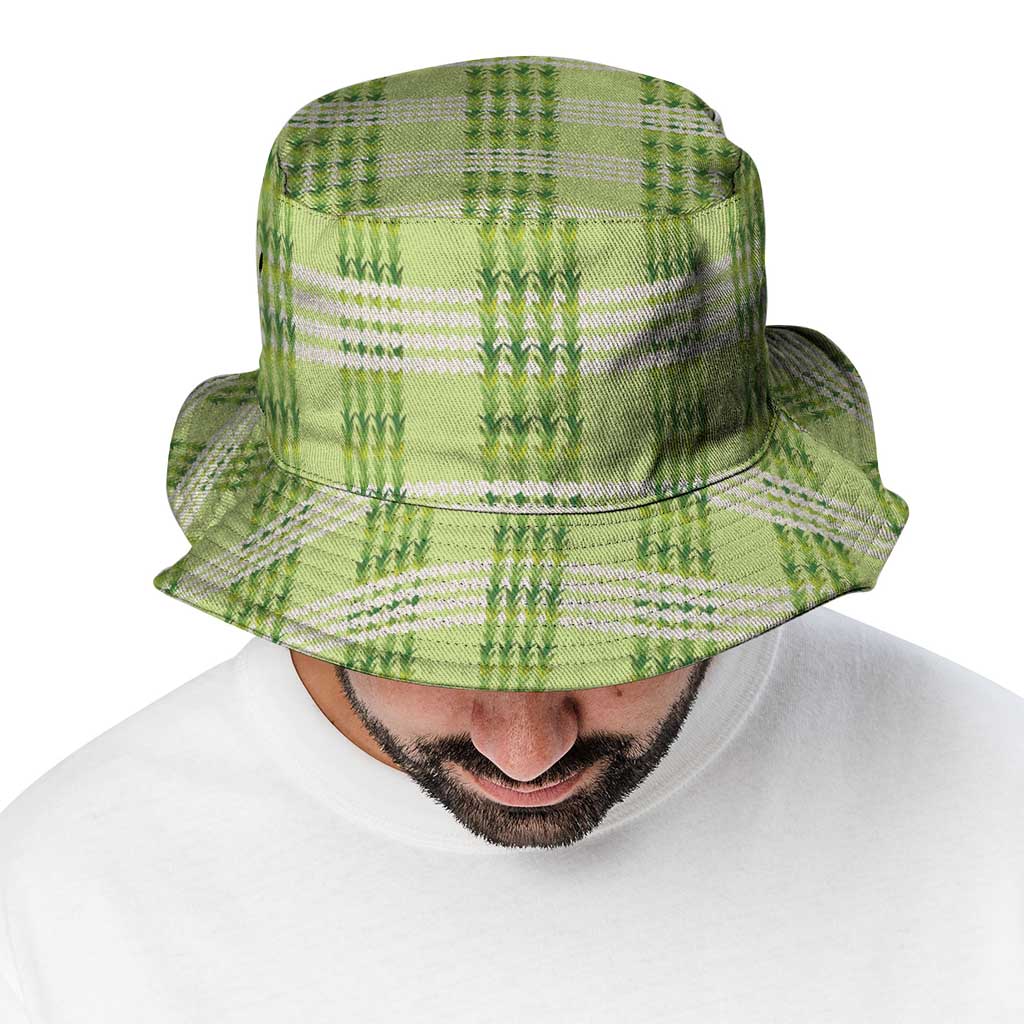 Aloha Hawaii Pakalana Pikake Lei Bucket Hat Palaka Inspired Hawaiian-plaid Pastel Green