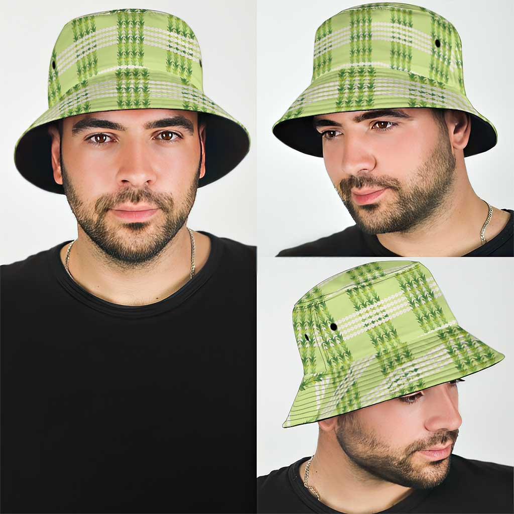 Aloha Hawaii Pakalana Pikake Lei Bucket Hat Palaka Inspired Hawaiian-plaid Pastel Green