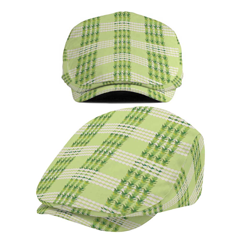 Aloha Hawaii Pakalana Pikake Lei Jeff Hat Palaka Inspired Hawaiian-plaid Pastel Green