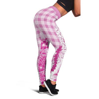 Aloha Hawaii Palaka Leggings Pink Plumeria Lei