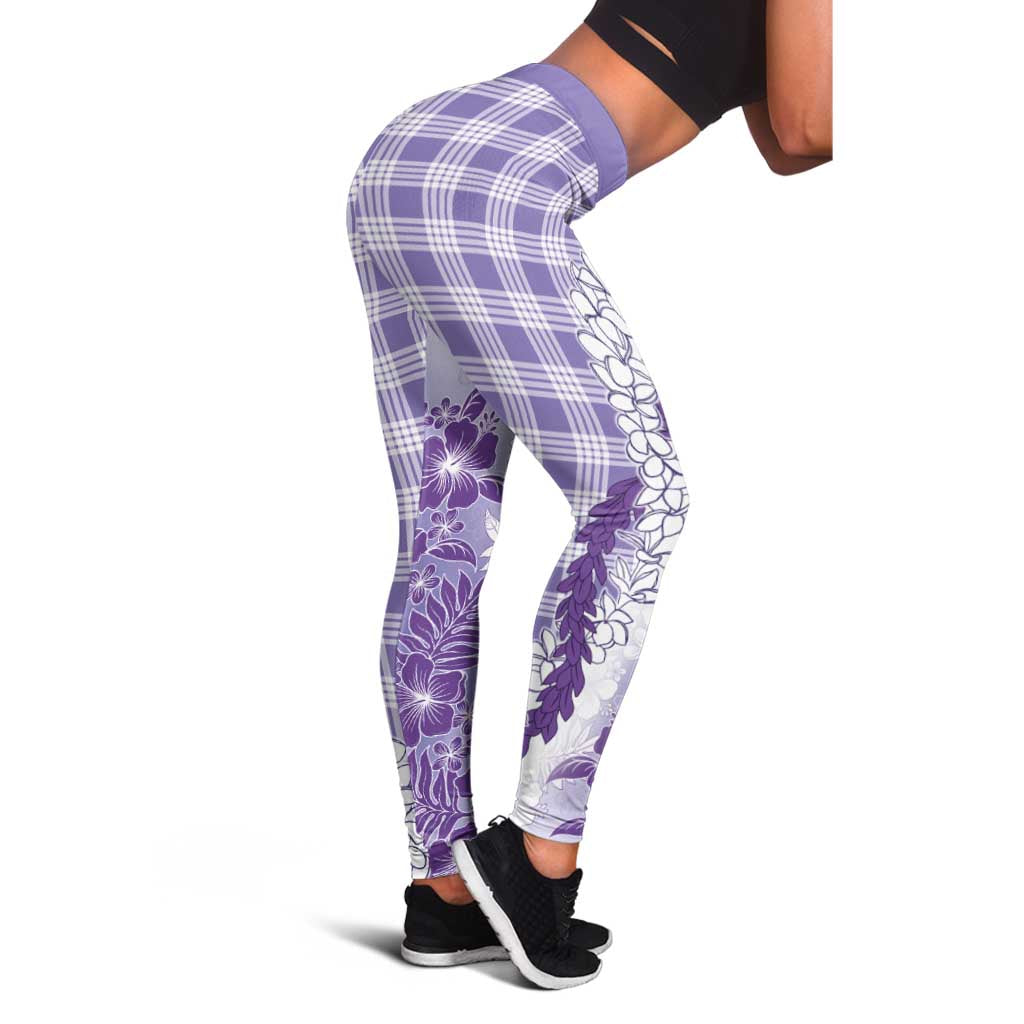 Aloha Hawaii Palaka Leggings Purple Plumeria Lei LT05 - Polynesian Pride