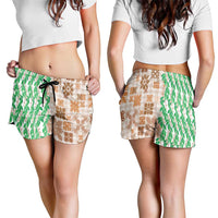 Aloha Hawaii Palaka Tuberose Lei Shorts for Women Hawaiian Quilt Seamless Style - Polynesian Pride
