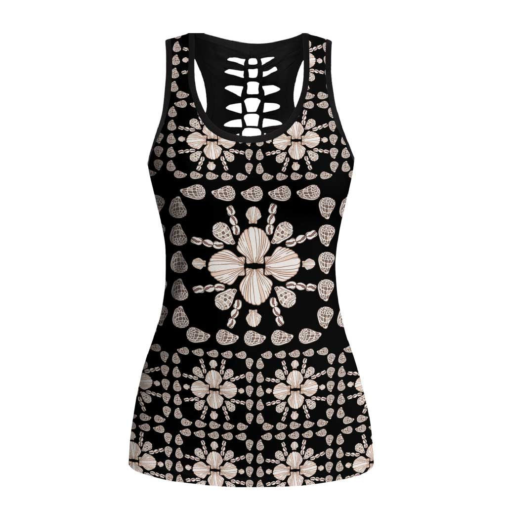 Aloha Hawaii Shell Quilt Hollow Tank Top Seamless Style LT14 Female Black - Polynesian Pride