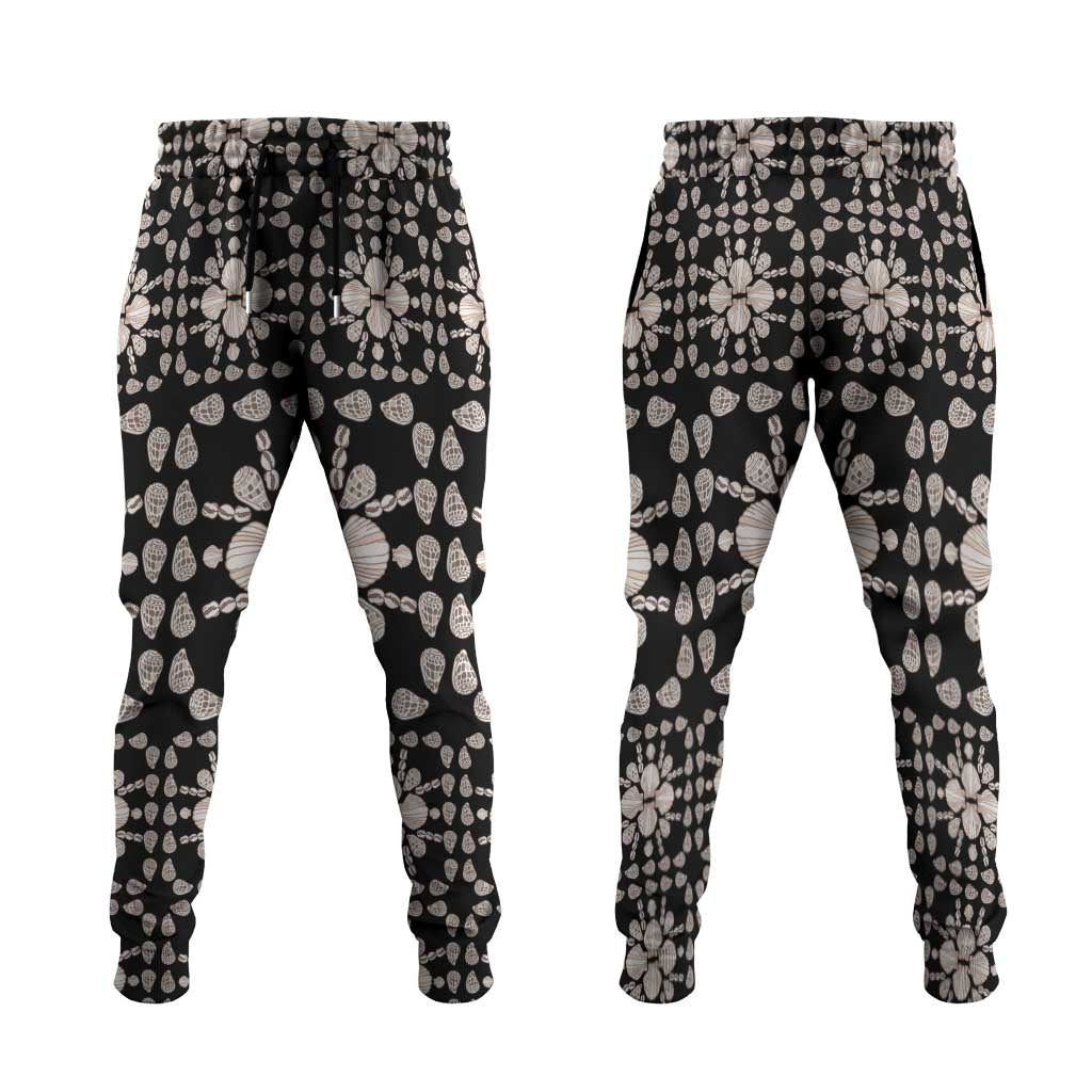 Aloha Hawaii Shell Quilt Jogger Pants Seamless Style LT14 Black - Polynesian Pride