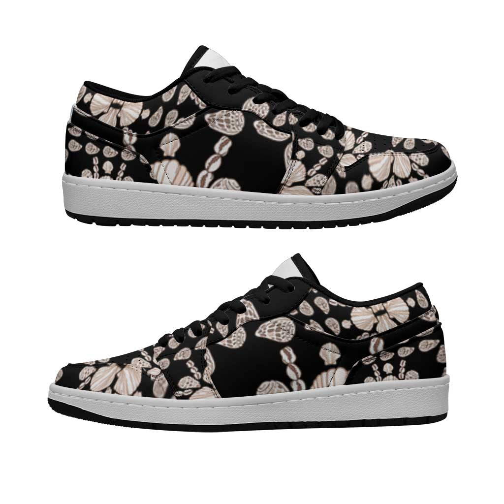 Aloha Hawaii Shell Quilt Low Sneakers Seamless Style LT14 Black - Polynesian Pride