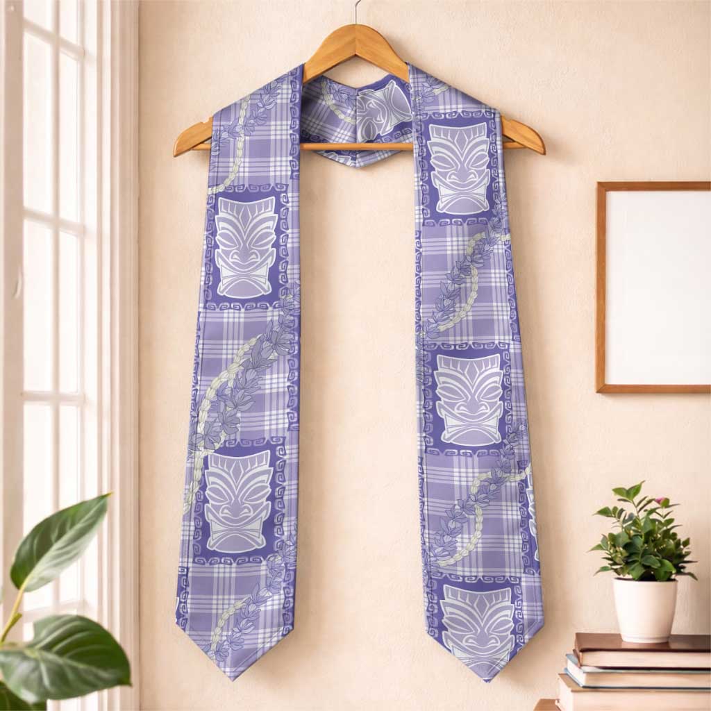 Aloha Hawaii Tiki Palaka Motifs Graduation Stole Honohono Lei Purple Elegant Vibes