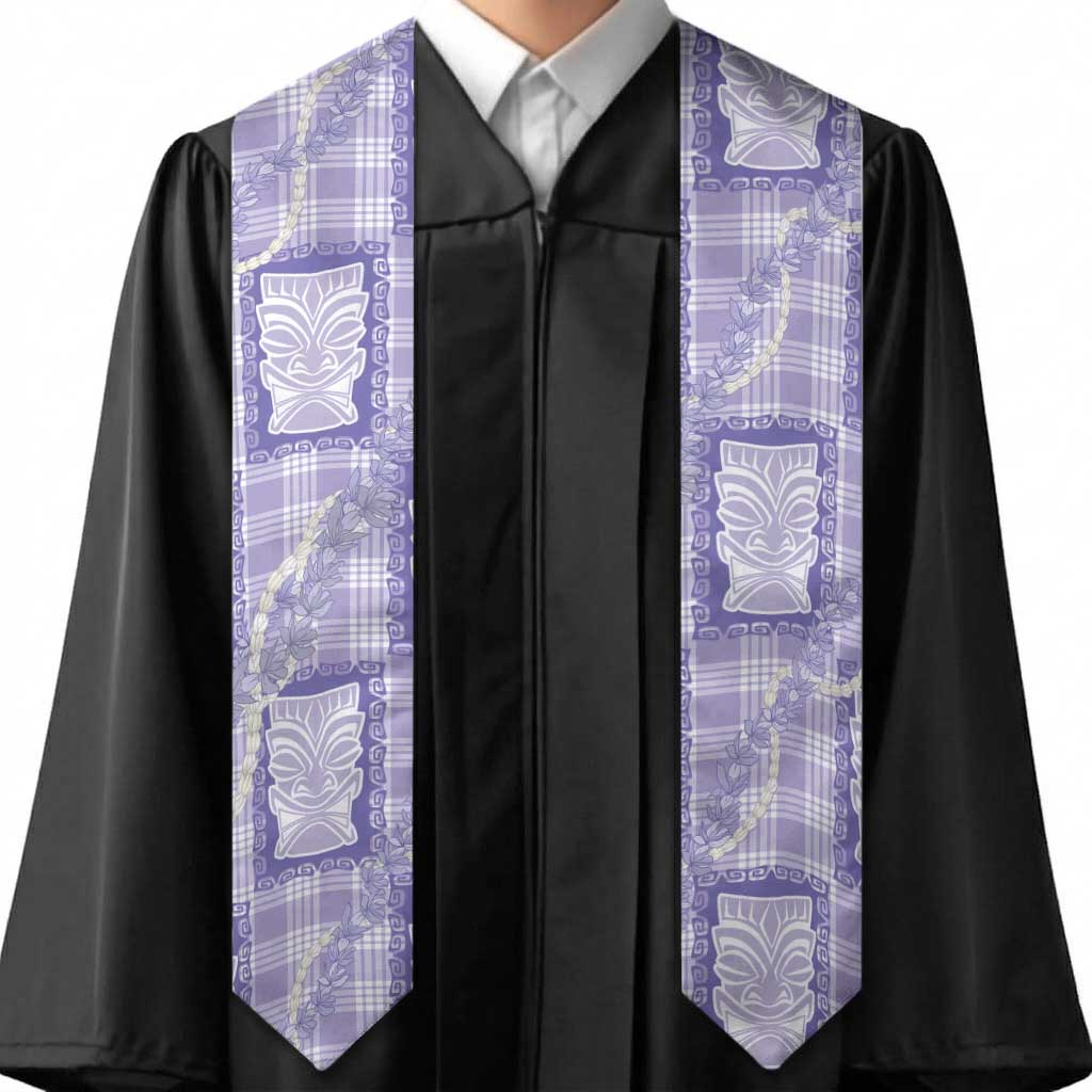 Aloha Hawaii Tiki Palaka Motifs Graduation Stole Honohono Lei Purple Elegant Vibes