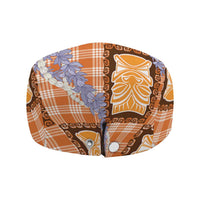 Aloha Hawaii Tiki Palaka Motifs Jeff Hat Honohono Lei Orange Elegant Vibes