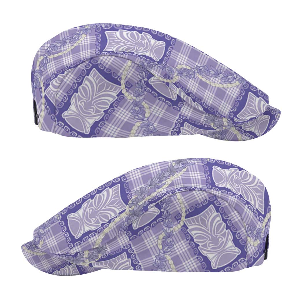 Aloha Hawaii Tiki Palaka Motifs Jeff Hat Honohono Lei Purple Elegant Vibes