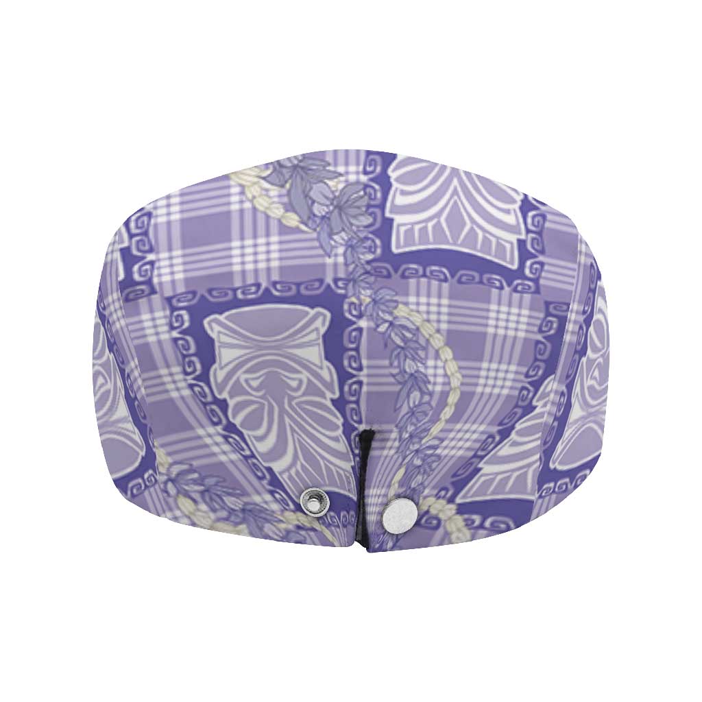 Aloha Hawaii Tiki Palaka Motifs Jeff Hat Honohono Lei Purple Elegant Vibes