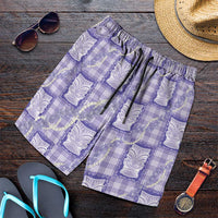 Aloha Hawaii Tiki Palaka Motifs Shorts for Men Honohono Lei Purple Elegant Vibes