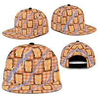 Aloha Hawaii Tiki Palaka Motifs Snapback Cap Honohono Lei Orange Elegant Vibes