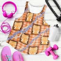 Aloha Hawaii Tiki Palaka Motifs Women Racerback Tank Honohono Lei Orange Elegant Vibes LT14 Orange - Polynesian Pride