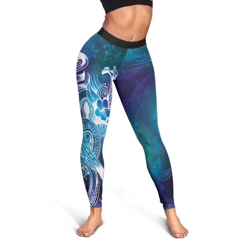 Aloha Hawaii Turtle Leggings Teal Purple Ribbon - Polynesian Pride