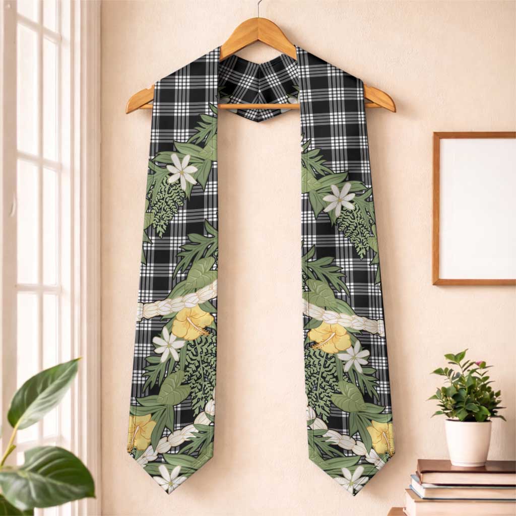 Aloha Puakenikeni Anthurium Pikake Lei Graduation Stole Black Hawaiian Palaka Pattern