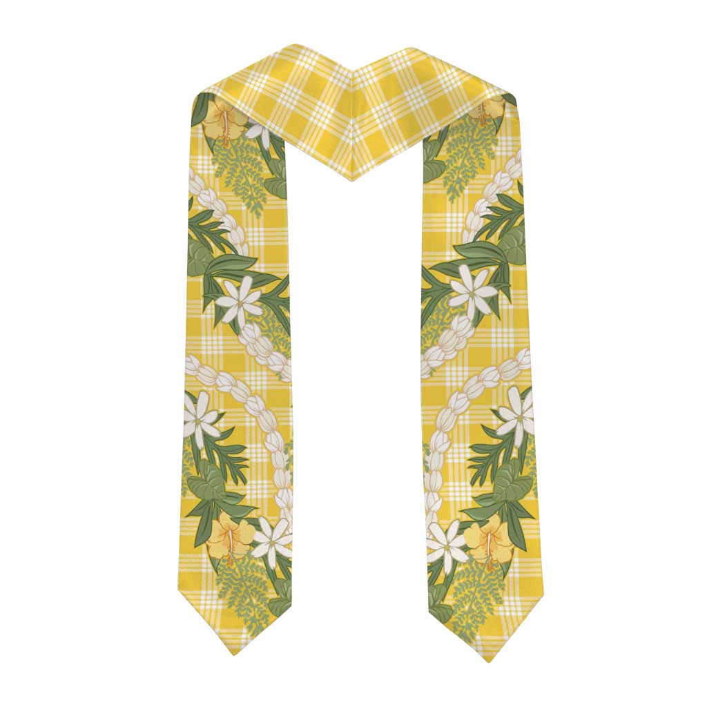 Aloha Puakenikeni Anthurium Pikake Lei Graduation Stole Gold Hawaiian Palaka Pattern