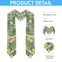 Aloha Puakenikeni Anthurium Pikake Lei Graduation Stole Green Hawaiian Palaka Pattern