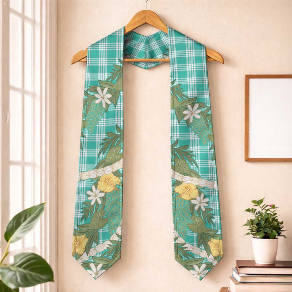 Aloha Puakenikeni Anthurium Pikake Lei Graduation Stole Marine Hawaiian Palaka Pattern