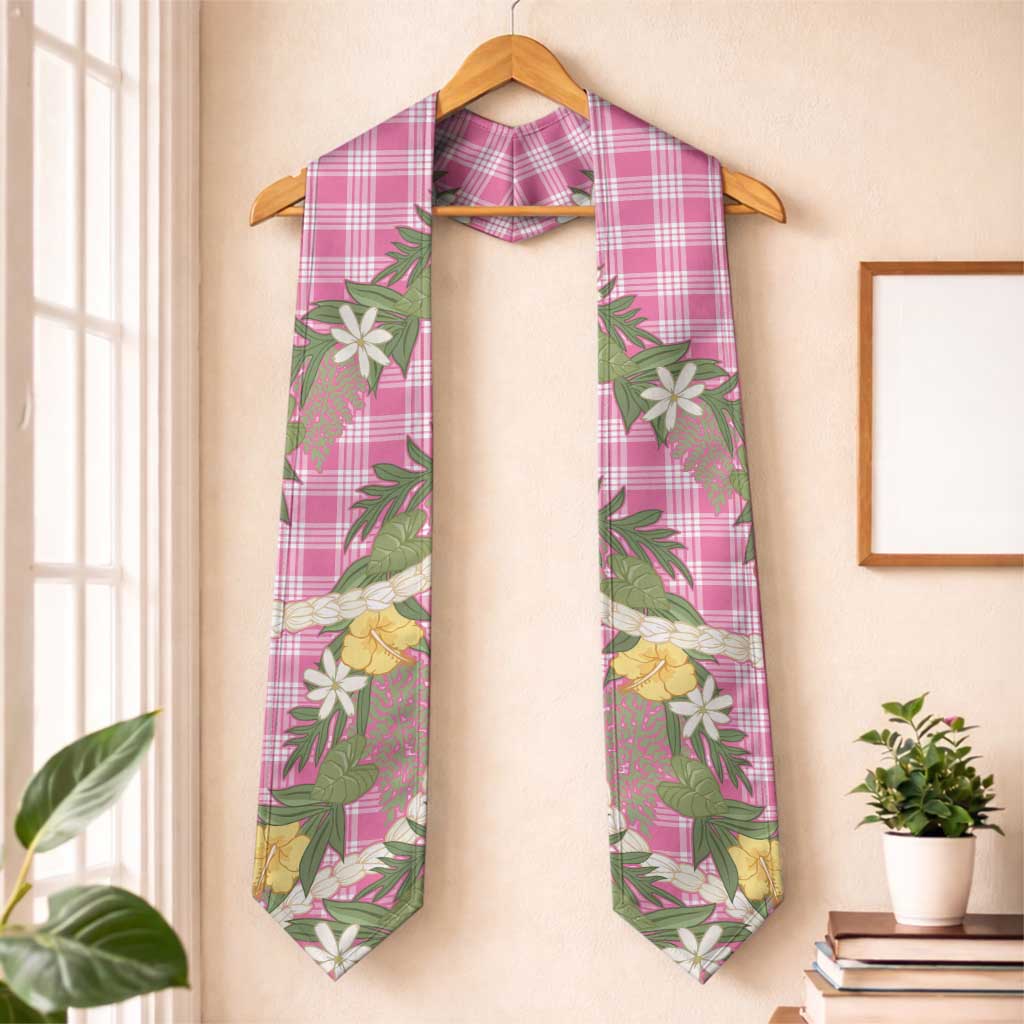 Aloha Puakenikeni Anthurium Pikake Lei Graduation Stole Tropical Pink Hawaiian Palaka Pattern