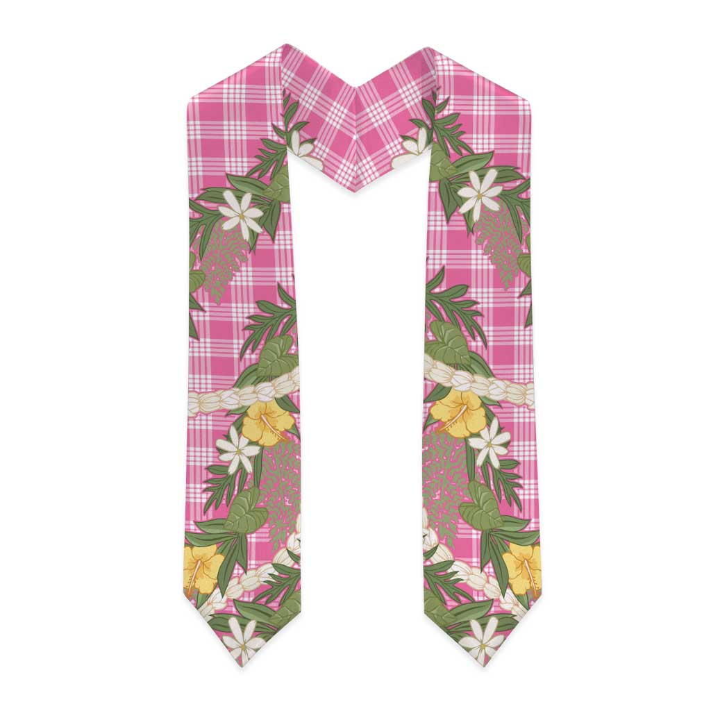 Aloha Puakenikeni Anthurium Pikake Lei Graduation Stole Tropical Pink Hawaiian Palaka Pattern