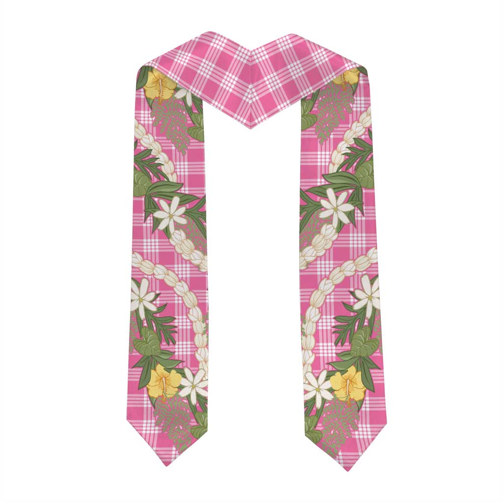 Aloha Puakenikeni Anthurium Pikake Lei Graduation Stole Tropical Pink Hawaiian Palaka Pattern
