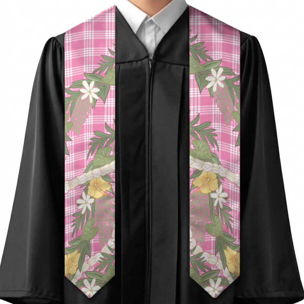 Aloha Puakenikeni Anthurium Pikake Lei Graduation Stole Tropical Pink Hawaiian Palaka Pattern