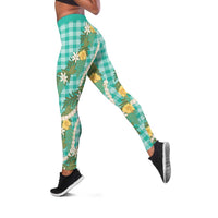 Aloha Puakenikeni Anthurium Pikake Lei Leggings Marine Hawaiian Palaka Pattern