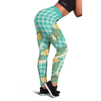 Aloha Puakenikeni Anthurium Pikake Lei Leggings Marine Hawaiian Palaka Pattern