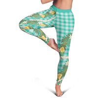 Aloha Puakenikeni Anthurium Pikake Lei Leggings Marine Hawaiian Palaka Pattern
