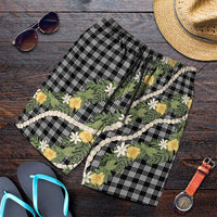 Aloha Puakenikeni Anthurium Pikake Lei Shorts for Men Black Hawaiian Palaka Pattern