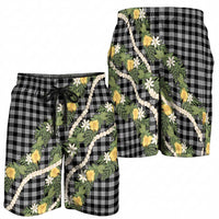 Aloha Puakenikeni Anthurium Pikake Lei Shorts for Men Black Hawaiian Palaka Pattern