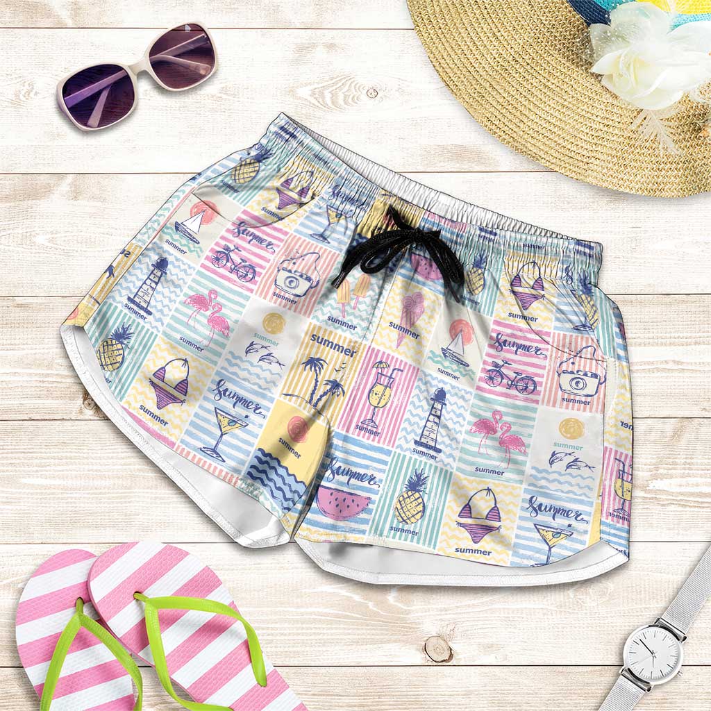 Aloha Summer Posters Grunge Textures Shorts for Women