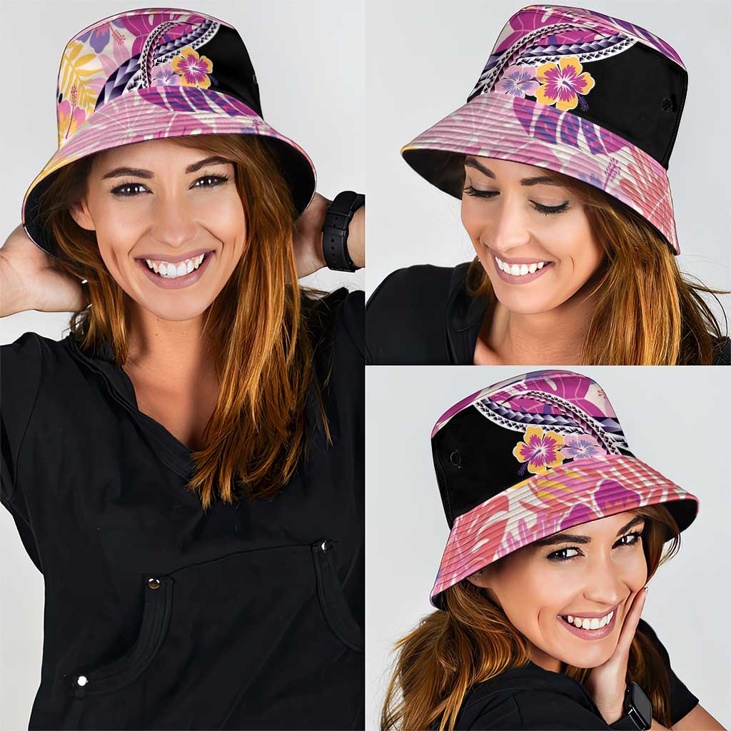 Aloha Vintage Hibiscus Lei Seamless Pattern Bucket Hat - Polynesian Pride