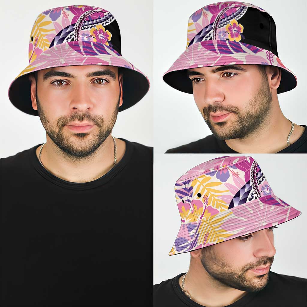 Aloha Vintage Hibiscus Lei Seamless Pattern Bucket Hat - Polynesian Pride