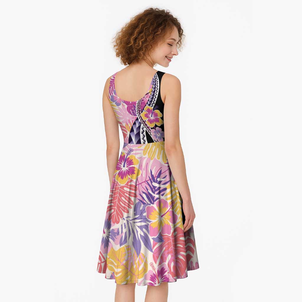Aloha Vintage Hibiscus Lei Seamless Pattern Midi Dress - Polynesian Pride