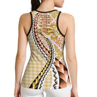 Aloha Vintage Palaka Floral Hawaiian Quilt Hollow Tank Top Melemele Motif - Polynesian Pride