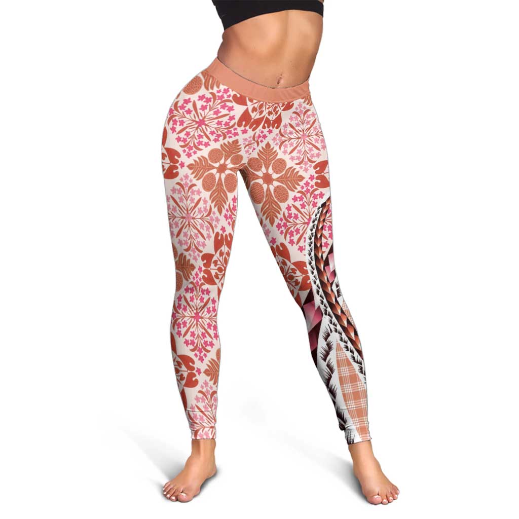 Aloha Vintage Palaka Floral Hawaiian Quilt Leggings Ulaula Motif - Polynesian Pride