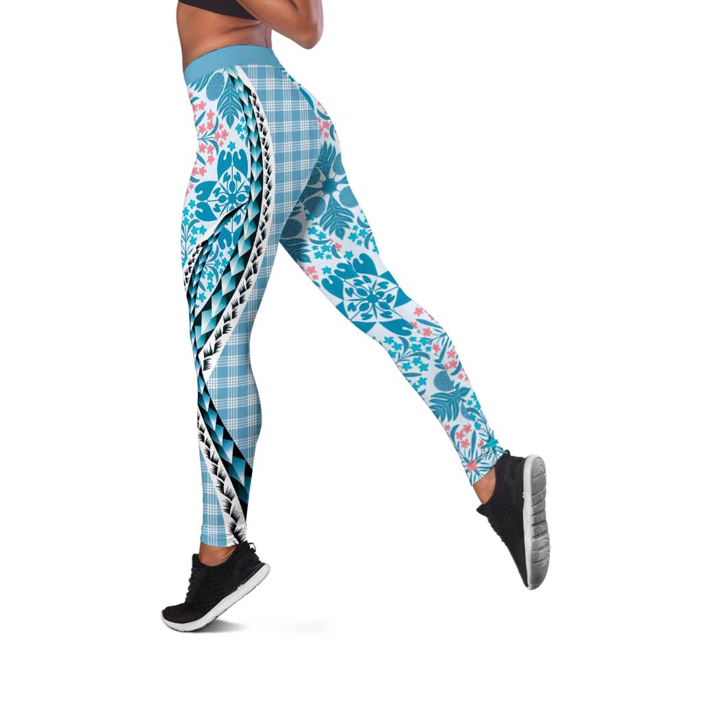 Aloha Vintage Palaka Floral Hawaiian Quilt Leggings Uliuli Motif - Polynesian Pride