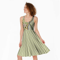 Aloha Vintage Palaka Floral Hawaiian Quilt Midi Dress Omaomao Motif - Polynesian Pride