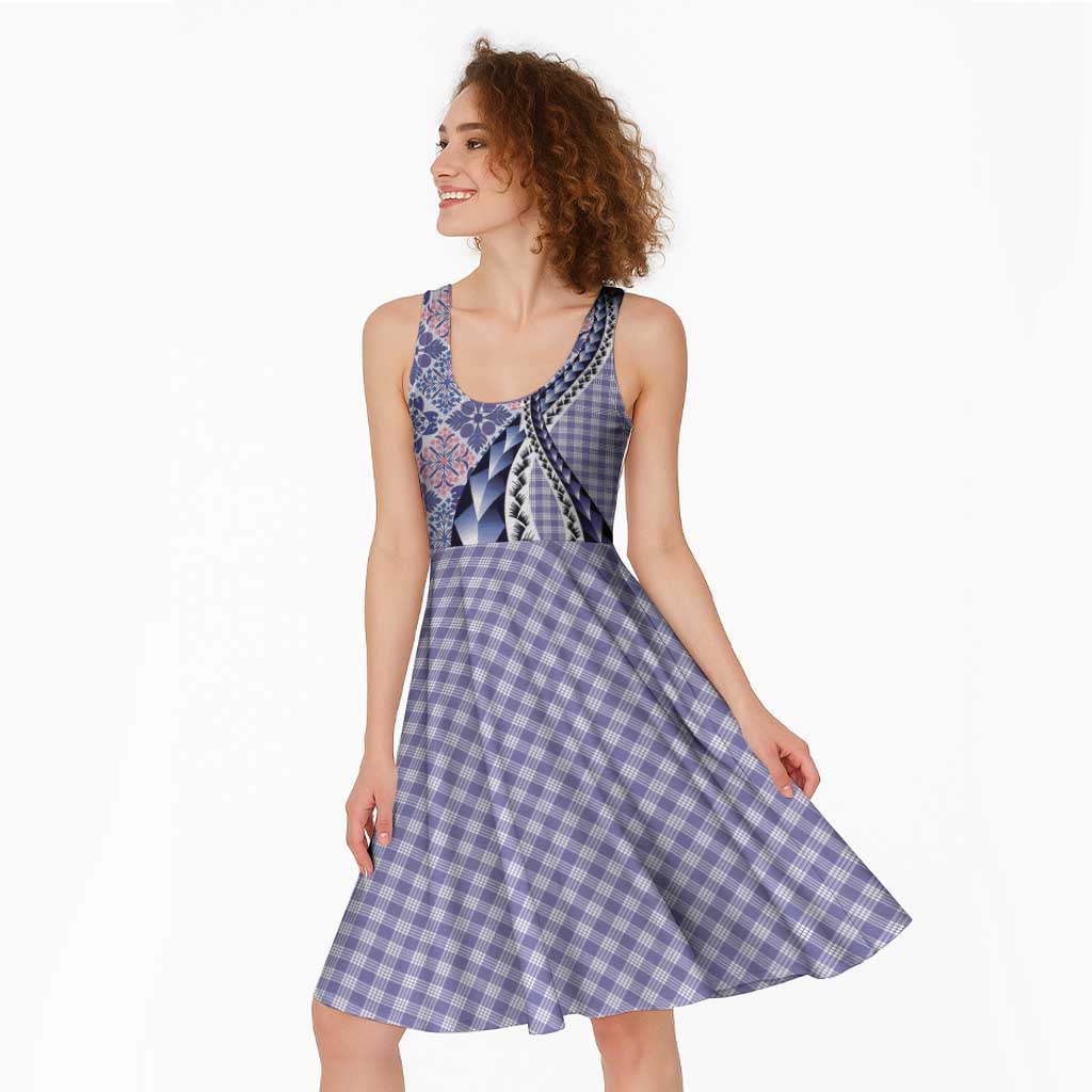 Aloha Vintage Palaka Floral Hawaiian Quilt Midi Dress Poni Motif - Polynesian Pride