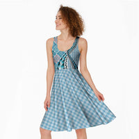 Aloha Vintage Palaka Floral Hawaiian Quilt Midi Dress Uliuli Motif - Polynesian Pride