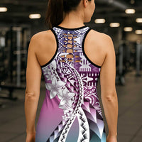 Aloha Vintage Plumeria Hawaiian Tapa Pattern Hollow Tank Top Gradient Hawaiian Tapa Pattern - Polynesian Pride