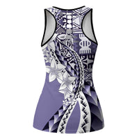 Aloha Vintage Plumeria Hawaiian Tapa Pattern Hollow Tank Top Purple Hawaiian Tapa Pattern - Polynesian Pride