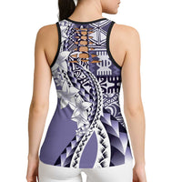Aloha Vintage Plumeria Hawaiian Tapa Pattern Hollow Tank Top Purple Hawaiian Tapa Pattern - Polynesian Pride