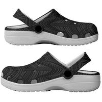 American Samoa Clogs Shoes Tribal Tattoo with Eagle Black LT03 - Polynesian Pride
