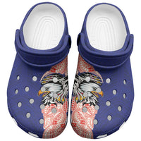 American Samoa Clogs Shoes Tribal Tattoo with Eagle Blue-Red LT03