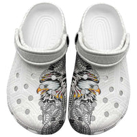 American Samoa Clogs Shoes Tribal Tattoo with Eagle White LT03