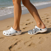 American Samoa Clogs Shoes Tribal Tattoo with Eagle White LT03