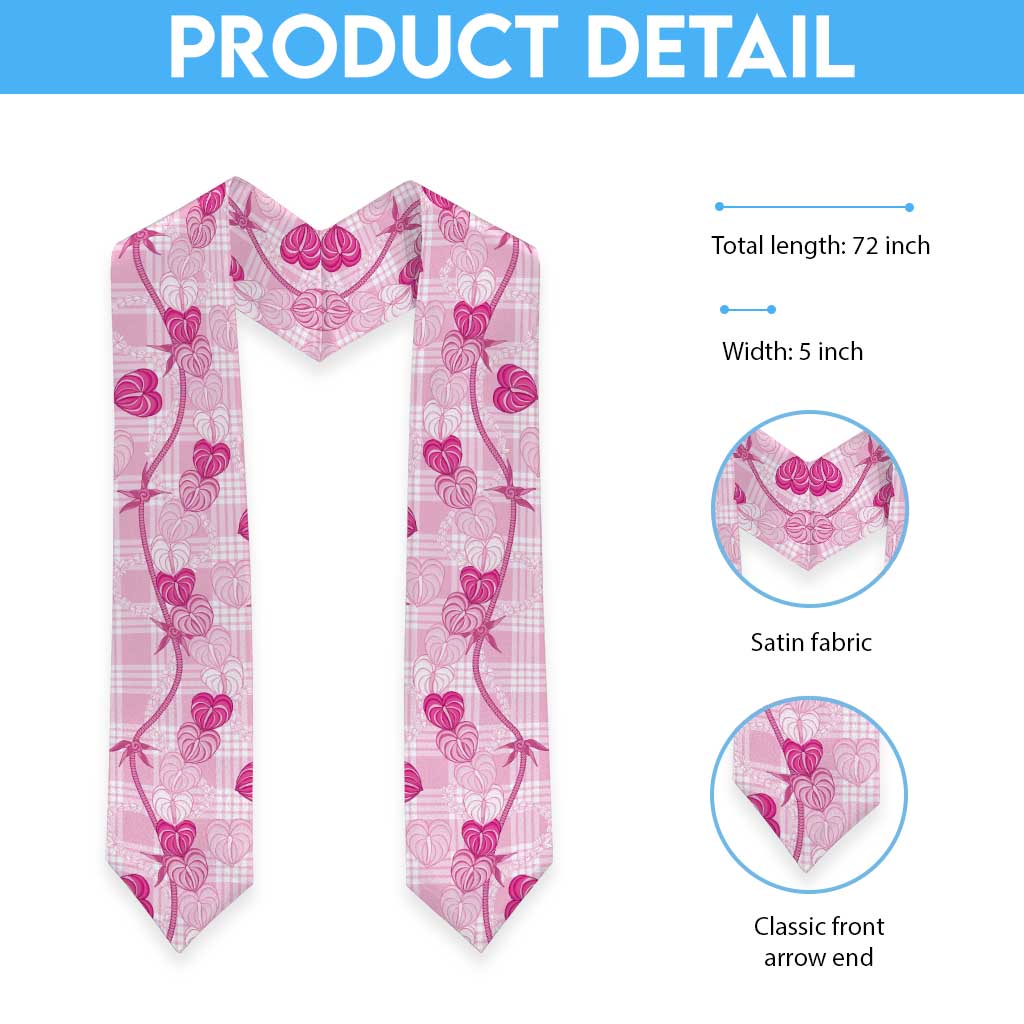 Anthurium Pikake Ti Leaf Palaka Graduation Stole Pink Version